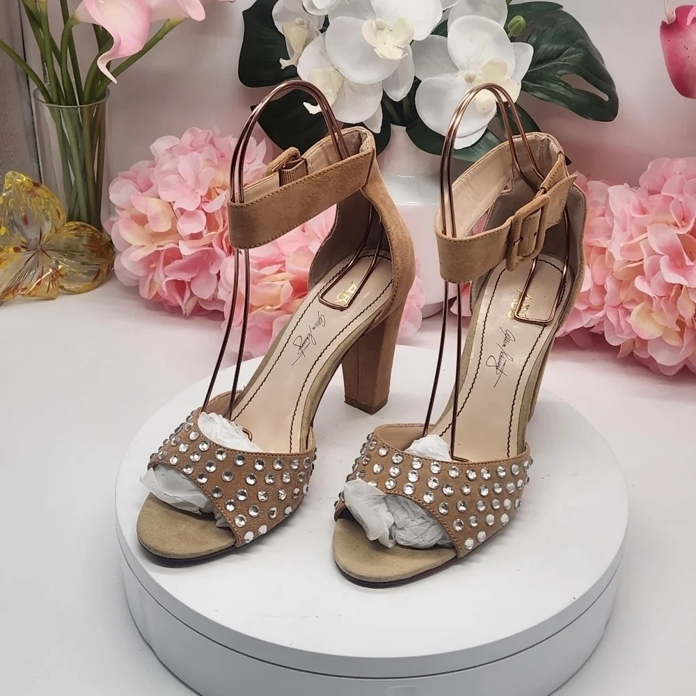 ABS Open-toed Rhinestone Pumps Size 8